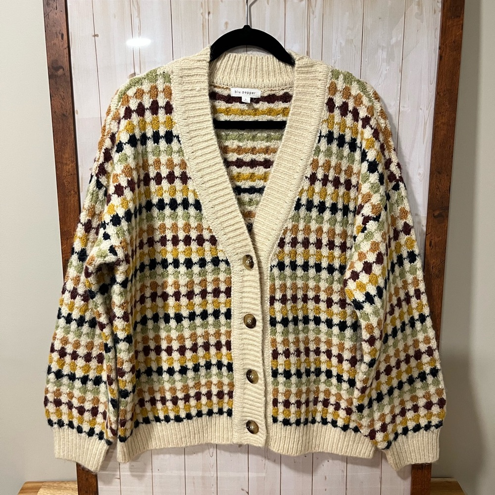 Blu Pepper Multicolor Patterned Cardigan - image 3